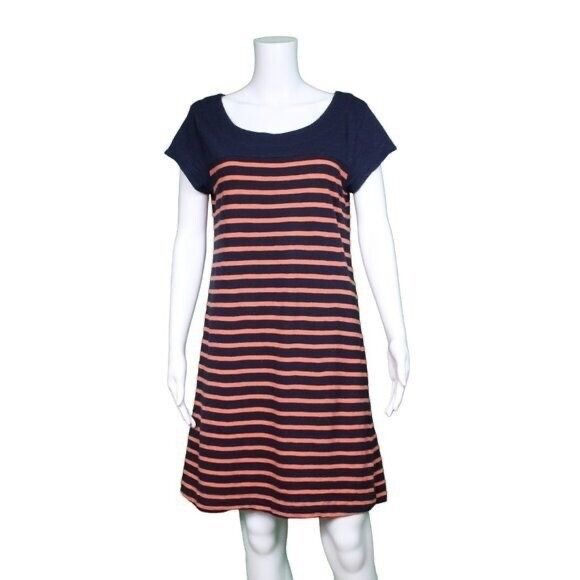 Merona Navy and Orange Stipe Size Large Short Sleeve Fabric Belt  Cute - Picture 1 of 5